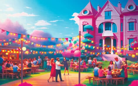 Illustration d'une ambiance guinguette dans le parc de la Villa Michot.