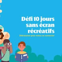 Image illustrant quatre enfants faisant de nombreuses activités, sans aucun écran.