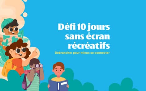 Image illustrant quatre enfants faisant de nombreuses activités, sans aucun écran.