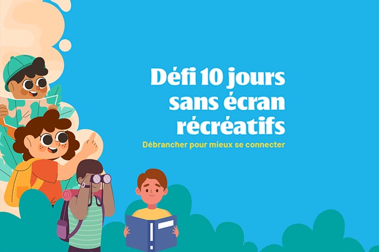 Image illustrant quatre enfants faisant de nombreuses activités, sans aucun écran.