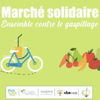 Illustration d'un vélo et de fruits et légumes.