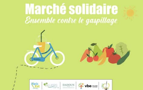 Illustration d'un vélo et de fruits et légumes.