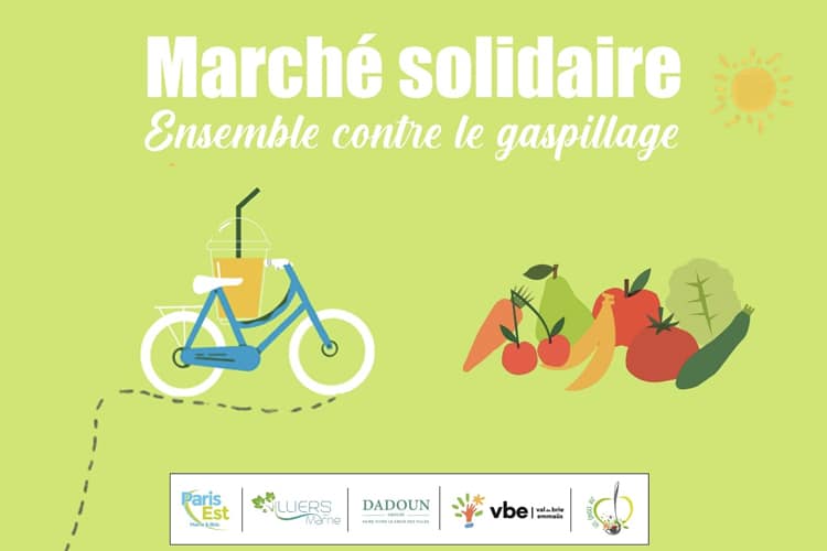 Illustration d'un vélo et de fruits et légumes.