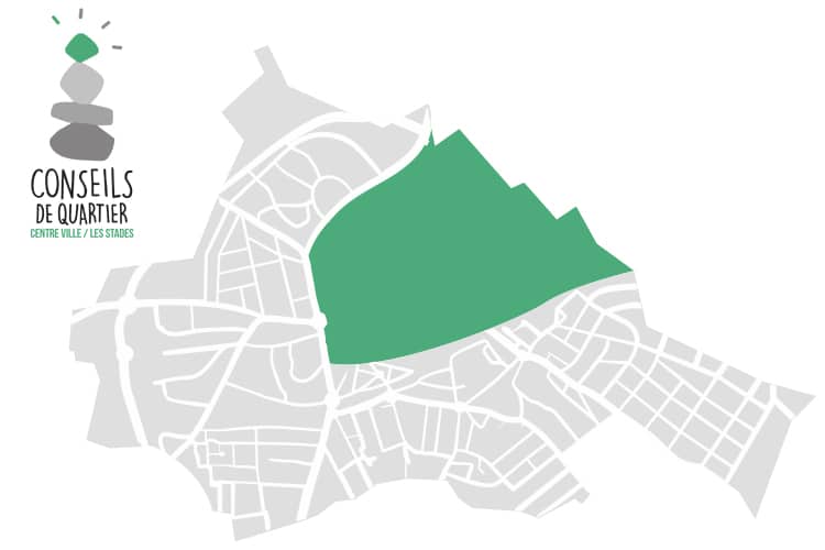 Logo et zone de Villiers dédiés au conseil de quartier Centre Ville / les Stades.