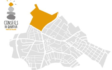Logo et zone de Villiers dédiés au conseil de quartier Portes de Villiers.