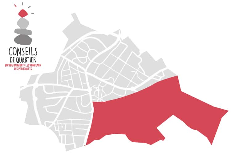 Logo et zone de Villiers dédiés au conseil de quartier Bois de Gaumont / Les Ponceaux / Les Perroquets.