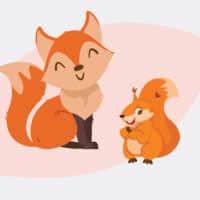 Illustration d'un renard et d'un écureuil.