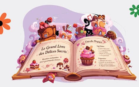 Illustration d'un livre de recettes.