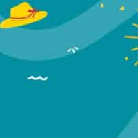 Un soleil souriant portant des lunettes, une glace, une paire de tong, un chapeau et un ananas.