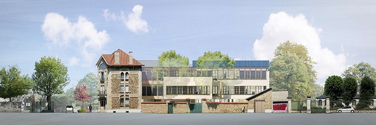 Façade de l'école, côté avenue Montrichard.