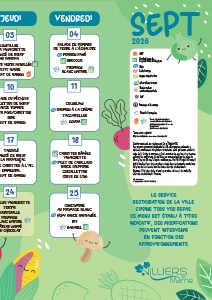 Page de couverture représentation la liste des repas dans un calendrier.