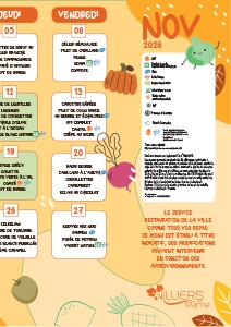 Page de couverture représentation la liste des repas dans un calendrier.